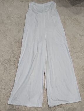 White Wide-Leg Linen Blend Pants